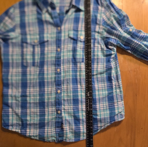 LRL Lauren Jeans Co Women's Long Sleeve Button Shirt Blue/Green Plaid Large - Picture 5 of 6